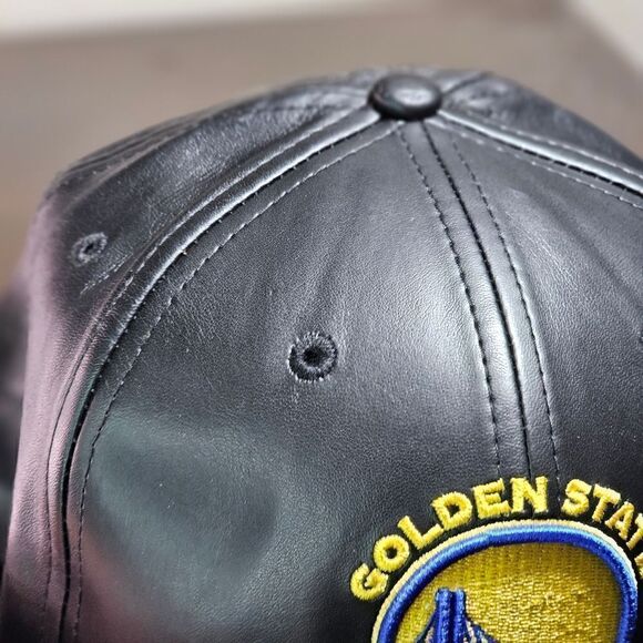 New Era Golden State Warriors Leather Hat Cap Black Yellow 59FIFTY 7 1/8 Curry - Picture 10 of 14